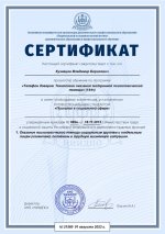 Сертификат Владимира Борисовича Кузнецова - Психолог в Социальной сфере